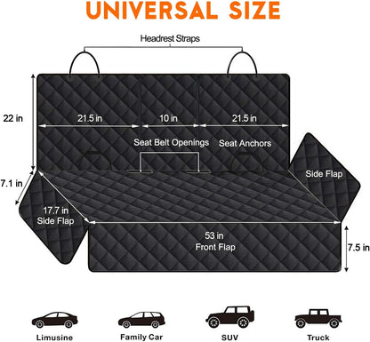 Premium Dog Car Seat Cover - Back Seat Protector for Pets